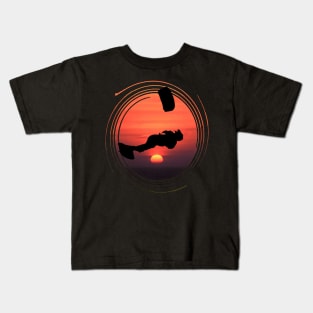 Lets Fly A Kite Black Silhouette Freestyle Kitesurf Sunset Kids T-Shirt